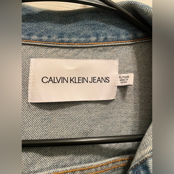 Calvin Klein Denim Trucker Jacket Lyon Blue Logo - Picture 5 of 6